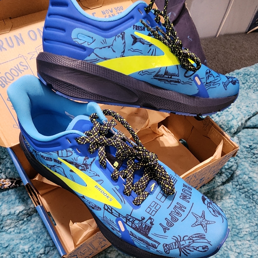Brooks Blue and Yellow Athletic Shoes